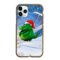 Чехол iPhone 11 Pro матовый Толстый дракон на снежном фоне, цвет: 3D-коричневый