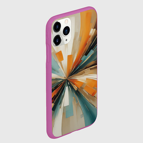 Чехол iPhone 11 Pro матовый Цветная абстракция - нейросеть / 3D-Фиолетовый – фото 2