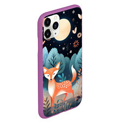 Чехол iPhone 11 Pro матовый Лисичка в осеннем лесу фолк-арт, цвет: 3D-фиолетовый — фото 2