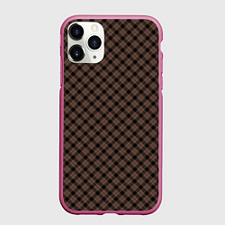 Чехол iPhone 11 Pro матовый Коричневый клетчатый узор, цвет: 3D-малиновый
