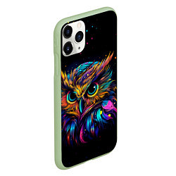 Чехол iPhone 11 Pro матовый Разноцветная цифровая сова - нейросеть, цвет: 3D-салатовый — фото 2