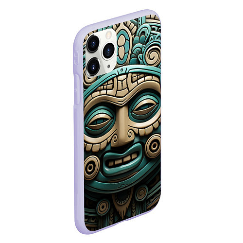 Чехол iPhone 11 Pro матовый Орнамент в стиле индейцев майя / 3D-Светло-сиреневый – фото 2