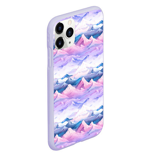 Чехол iPhone 11 Pro матовый Розовые горы паттерн / 3D-Светло-сиреневый – фото 2