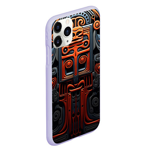 Чехол iPhone 11 Pro матовый Арт в этническом стиле / 3D-Светло-сиреневый – фото 2