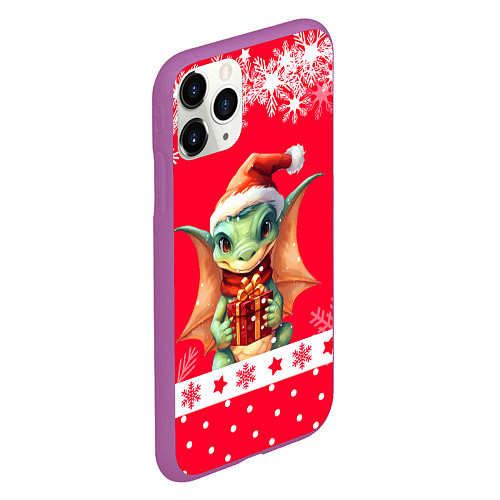 Чехол iPhone 11 Pro матовый Дракон с подарком - 2024 / 3D-Фиолетовый – фото 2