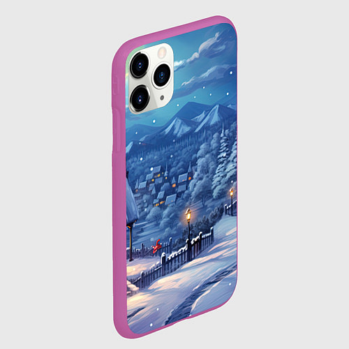 Чехол iPhone 11 Pro матовый Предновогоняя ночь / 3D-Фиолетовый – фото 2