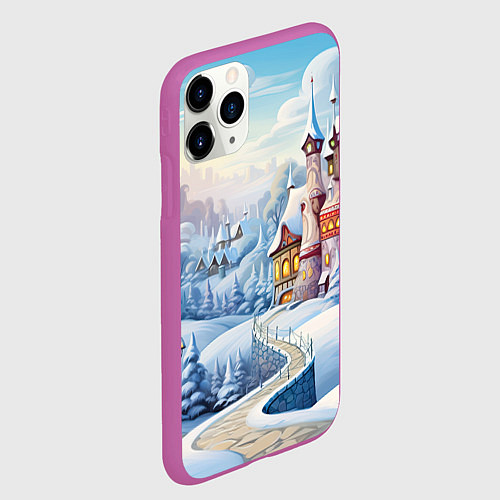 Чехол iPhone 11 Pro матовый Новогодний городок / 3D-Фиолетовый – фото 2