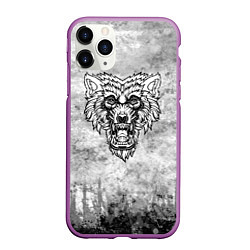 Чехол iPhone 11 Pro матовый Texture - Злой волк