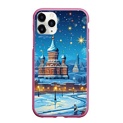 Чехол iPhone 11 Pro матовый Новогодняя Москва, цвет: 3D-малиновый