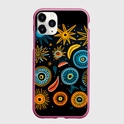Чехол iPhone 11 Pro матовый Африканский узор - нейросеть, цвет: 3D-малиновый