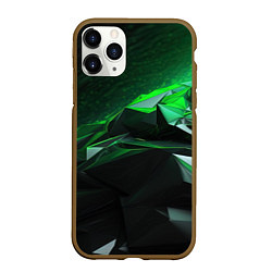 Чехол iPhone 11 Pro матовый Green abstract geometry, цвет: 3D-коричневый