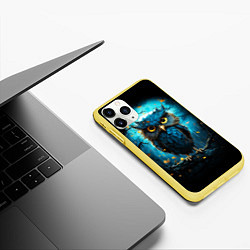 Чехол iPhone 11 Pro матовый Halloween - ночная сова, цвет: 3D-желтый — фото 2