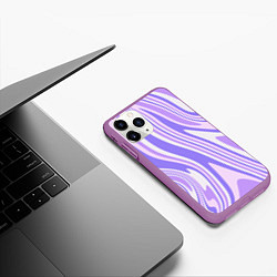 Чехол iPhone 11 Pro матовый Абстракция волны сиреневый, цвет: 3D-фиолетовый — фото 2