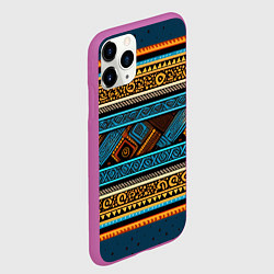 Чехол iPhone 11 Pro матовый Этнический рисунок в горизонтальную полоску, цвет: 3D-фиолетовый — фото 2