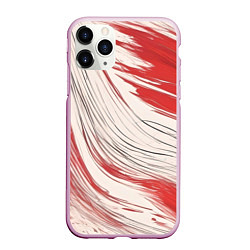 Чехол iPhone 11 Pro матовый Абстракция красно-белая, цвет: 3D-розовый