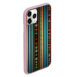Чехол iPhone 11 Pro матовый Этнический паттерн в вертикальную полоску, цвет: 3D-розовый — фото 2