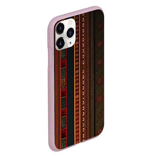 Чехол iPhone 11 Pro матовый Этнический узор в вертикальную полоску / 3D-Розовый – фото 2
