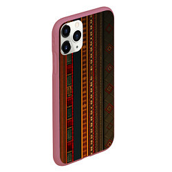 Чехол iPhone 11 Pro матовый Этнический узор в вертикальную полоску, цвет: 3D-малиновый — фото 2