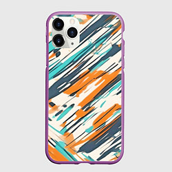 Чехол iPhone 11 Pro матовый Абстракция разноцветная, цвет: 3D-фиолетовый