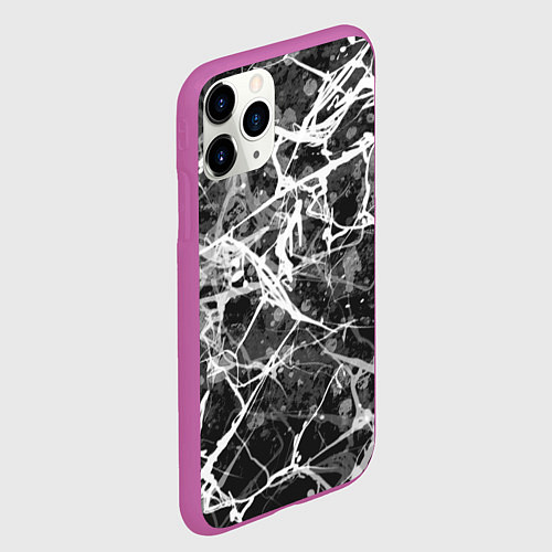 Чехол iPhone 11 Pro матовый Абстракция - паутина / 3D-Фиолетовый – фото 2