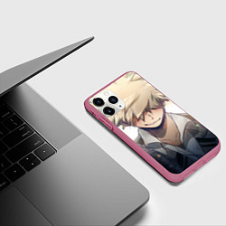 Чехол iPhone 11 Pro матовый Моя геройская академия Кацуки Бакуго, цвет: 3D-малиновый — фото 2