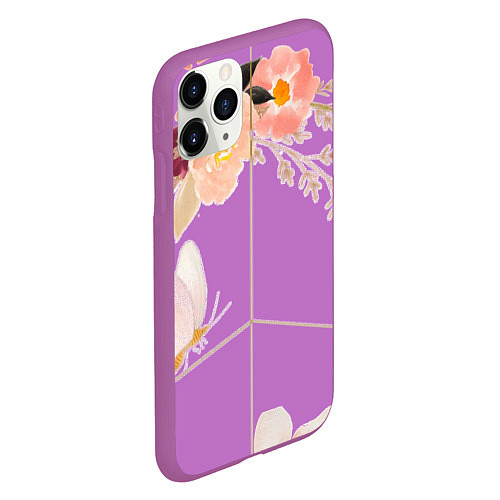 Чехол iPhone 11 Pro матовый Make love - not war / 3D-Фиолетовый – фото 2