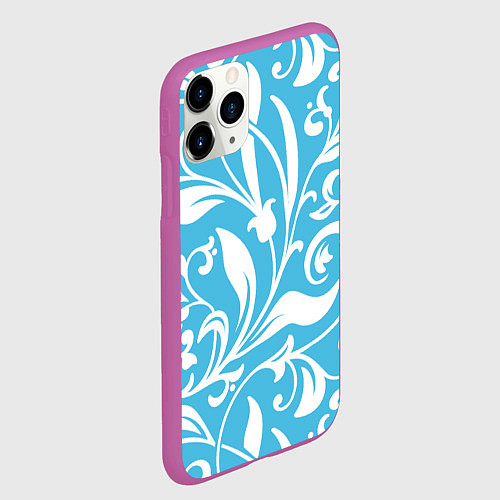Чехол iPhone 11 Pro матовый Растительный паттерн - минимализм / 3D-Фиолетовый – фото 2