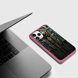 Чехол iPhone 11 Pro матовый Абстрактный узор в египетском стиле, цвет: 3D-малиновый — фото 2