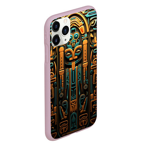 Чехол iPhone 11 Pro матовый Орнамент в египетском стиле, бюст Нефертити / 3D-Розовый – фото 2