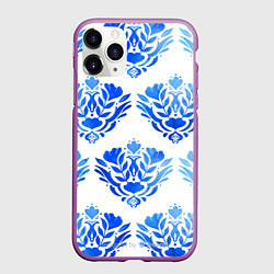 Чехол iPhone 11 Pro матовый Floral pattern - watercolor, цвет: 3D-фиолетовый