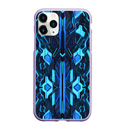 Чехол iPhone 11 Pro матовый Киберпанк неоновая броня синяя