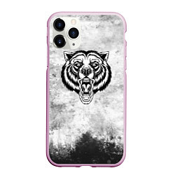 Чехол iPhone 11 Pro матовый Texture - медведь в ярости, цвет: 3D-розовый