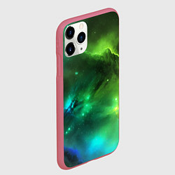 Чехол iPhone 11 Pro матовый Бескрайний космос зелёный, цвет: 3D-малиновый — фото 2