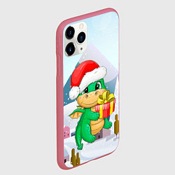 Чехол iPhone 11 Pro матовый Новогодний дракон новый год, цвет: 3D-малиновый — фото 2