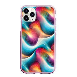Чехол iPhone 11 Pro матовый Волнообразная разноцветная абстракция, цвет: 3D-розовый