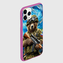 Чехол iPhone 11 Pro матовый Ночной снайпер бурый медведь, цвет: 3D-фиолетовый — фото 2