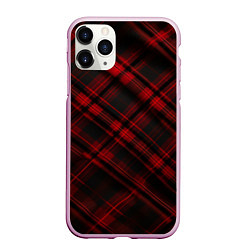 Чехол iPhone 11 Pro матовый Тёмно-красная шотландская клетка, цвет: 3D-розовый