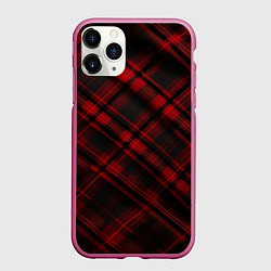 Чехол iPhone 11 Pro матовый Тёмно-красная шотландская клетка, цвет: 3D-малиновый
