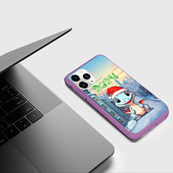 Чехол iPhone 11 Pro матовый Праздничный дракон 2024, цвет: 3D-фиолетовый — фото 2