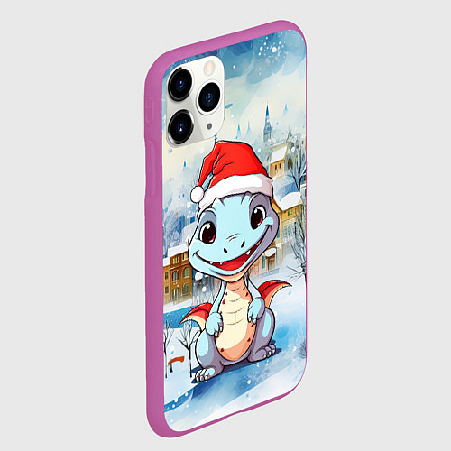 Чехол iPhone 11 Pro матовый Новогодний дракон 2024 / 3D-Фиолетовый – фото 2