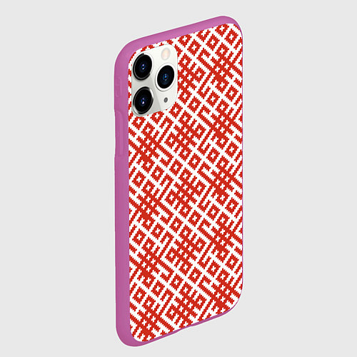 Чехол iPhone 11 Pro матовый Славянские обережные узоры / 3D-Фиолетовый – фото 2