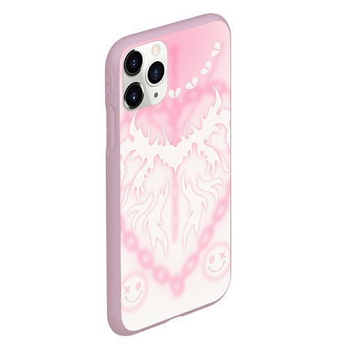Чехол iPhone 11 Pro матовый Сердце на цепях / 3D-Розовый – фото 2
