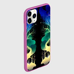 Чехол iPhone 11 Pro матовый Звёздная ночь в сказочном лесу, цвет: 3D-фиолетовый — фото 2