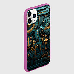 Чехол iPhone 11 Pro матовый Асимметричный узор в египетском стиле, цвет: 3D-фиолетовый — фото 2