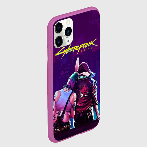 Чехол iPhone 11 Pro матовый Cyberpunk 2077: Phantom liberty / 3D-Фиолетовый – фото 2