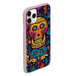 Чехол iPhone 11 Pro матовый Узор в мексиканском стиле, цвет: 3D-розовый — фото 2