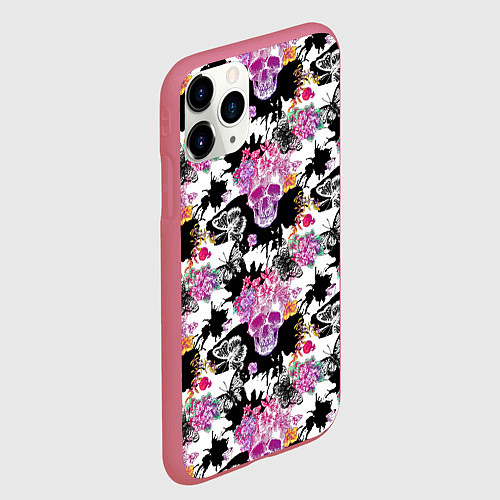 Чехол iPhone 11 Pro матовый Череп бохо / 3D-Малиновый – фото 2