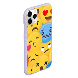 Чехол iPhone 11 Pro матовый Смайлы разные эмоции, цвет: 3D-светло-сиреневый — фото 2