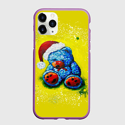 Чехол iPhone 11 Pro матовый Плюшевый синий Санта, цвет: 3D-фиолетовый
