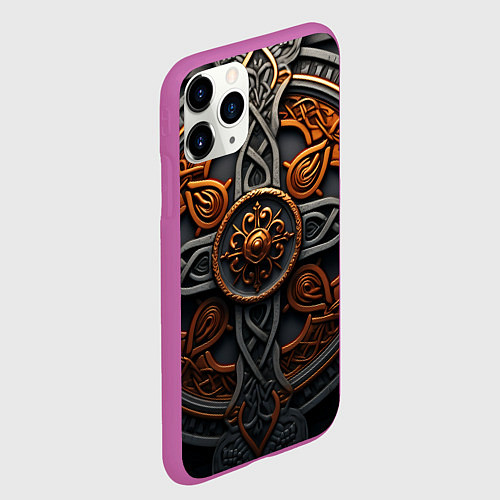 Чехол iPhone 11 Pro матовый Орнамент в викингском стиле / 3D-Фиолетовый – фото 2